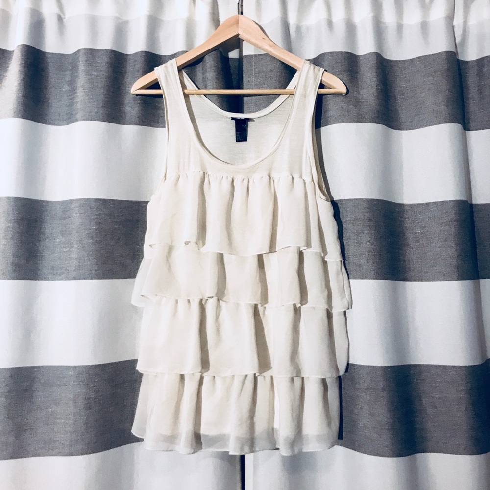 White Ruffle Tank